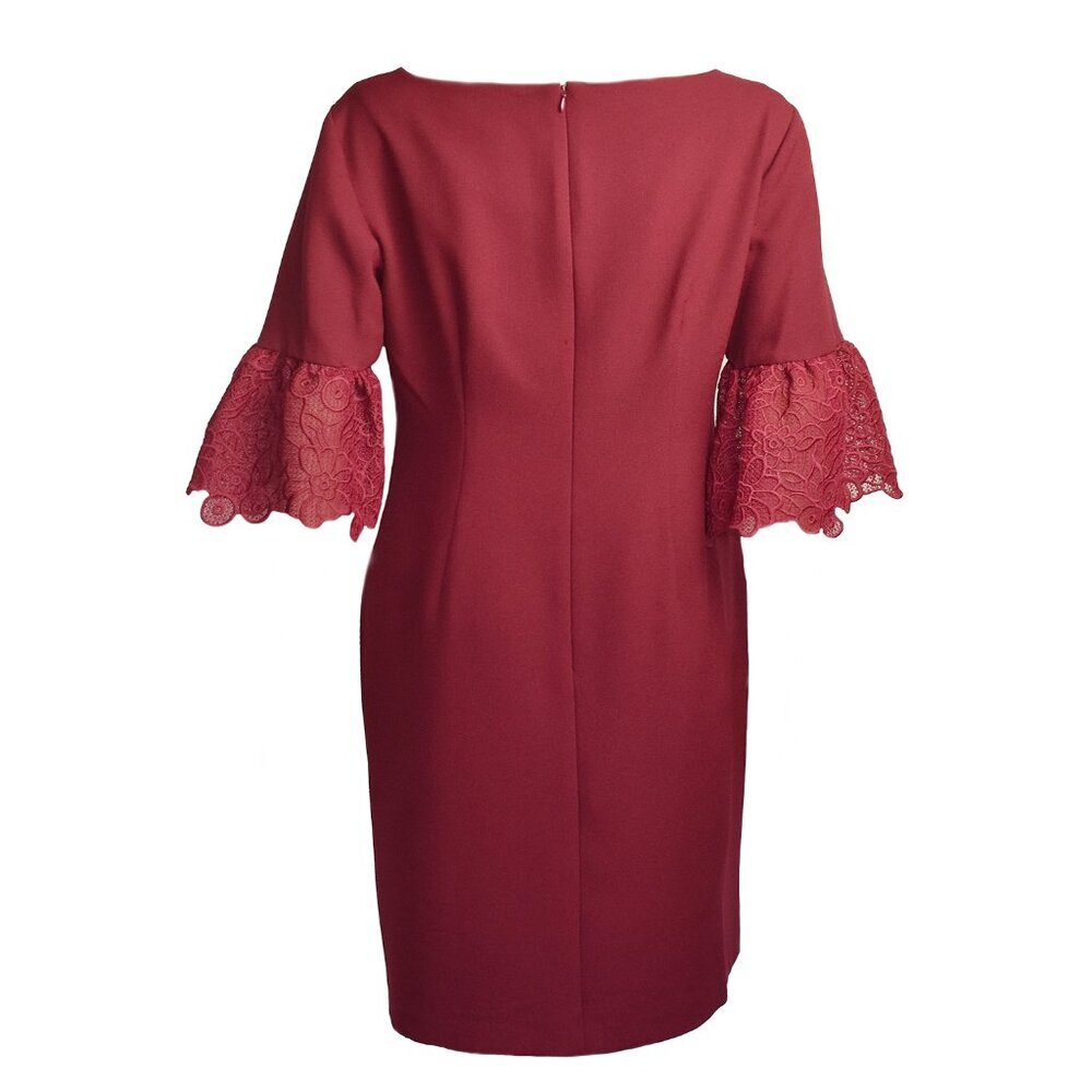 Karl Lagerfeld Paris Dress Bordeaux Bell Shape Lace Sleeves Size 10 - Picture 3 of 6